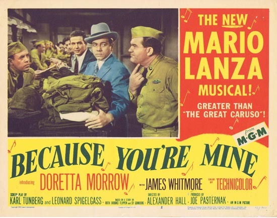 BECAUSE YOU'RE MINE 1952 Mario Lanza Lobby Card 2