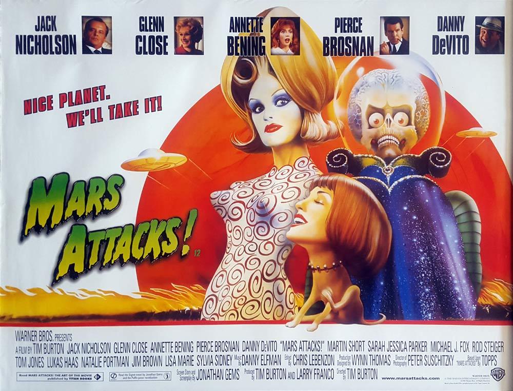 MARS ATTACKS British Quad Movie poster Jack Nicholson Phllip ...