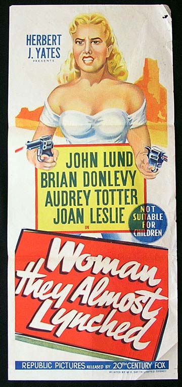 WOMAN THEY ALMOST LYNCHED Daybill Movie Poster 1953 Audrey Totter