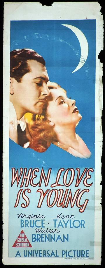 WHEN LOVE IS YOUNG Long Daybill Movie poster 1937 Virginia Bruce Kent Taylor