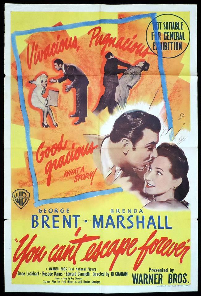 YOU CANT ESCAPE FOREVER Original One sheet Movie Poster George Brent Brenda Marshall