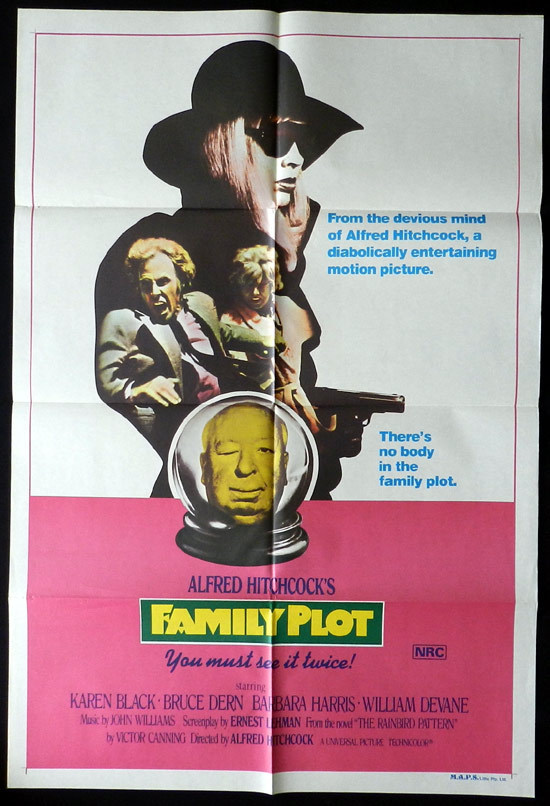 FAMILY PLOT Original One sheet Movie poster Alfred Hitchcock’s last film