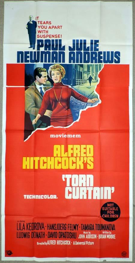 TORN CURTAIN Original 3 Sheet Movie Poster Alfred Hitchcock