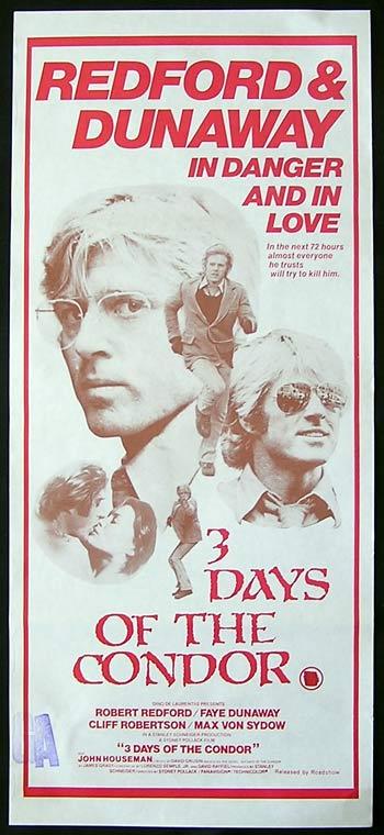 3 DAYS OF THE CONDOR Daybill Movie poster 1975 Robert Redford RARE