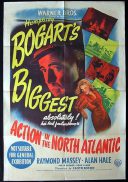 ACTION IN THE NORTH ATLANTIC Movie Poster 1943 Humphrey Bogart one sheet