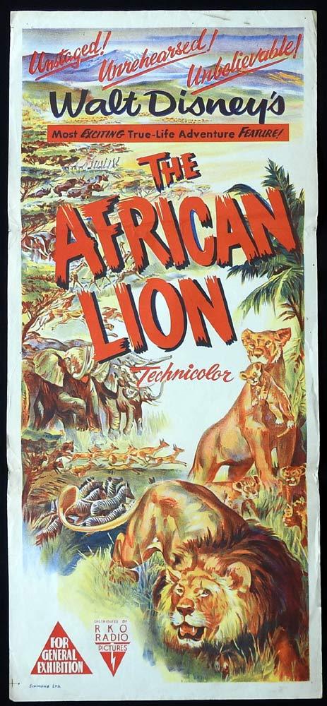 THE AFRICAN LION Original Daybill Movie Poster 1955 RKO