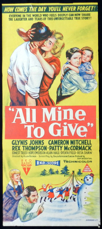 ALL MINE TO GIVE Daybill Movie poster 1957 Glynis Johns RARE