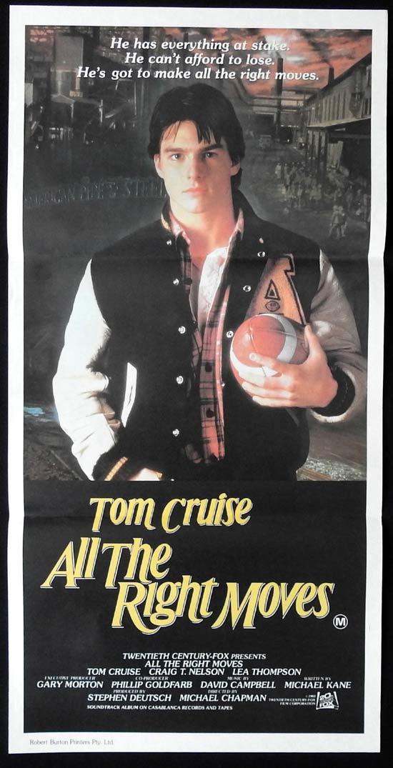 ALL THE RIGHT MOVES Original Daybill Movie Poster Tom Cruise Craig T. Nelson Lea Thompson