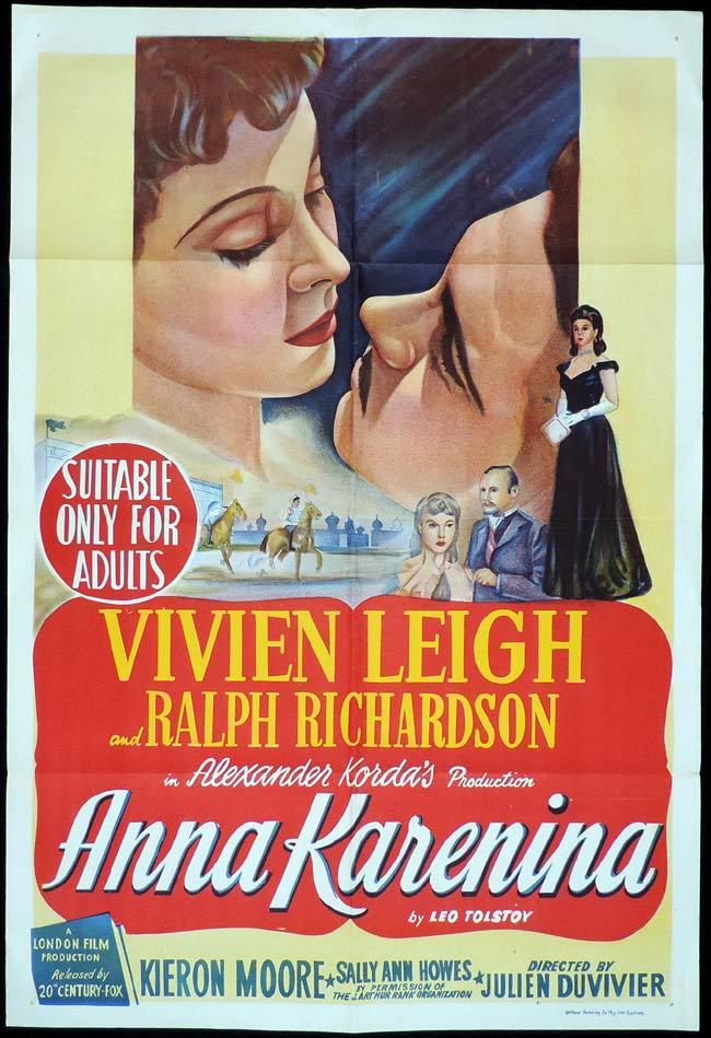 ANNA KARENINA Original One sheet Movie Poster VIVIEN LEIGH Ralph Richardson