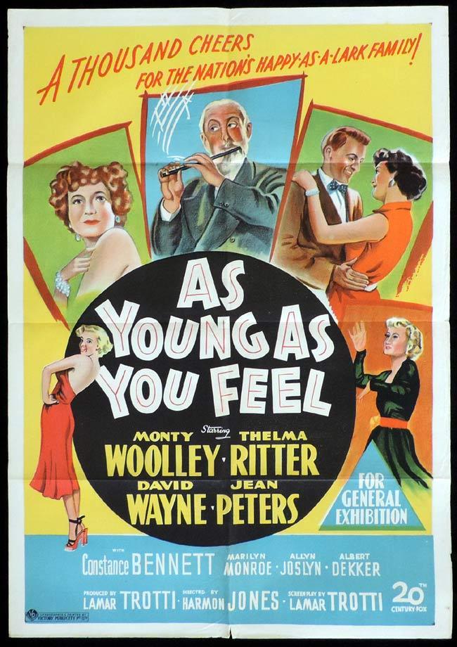 AS YOUNG AS YOU FEEL Original One sheet Movie Poster Marilyn Monroe Jean Peters