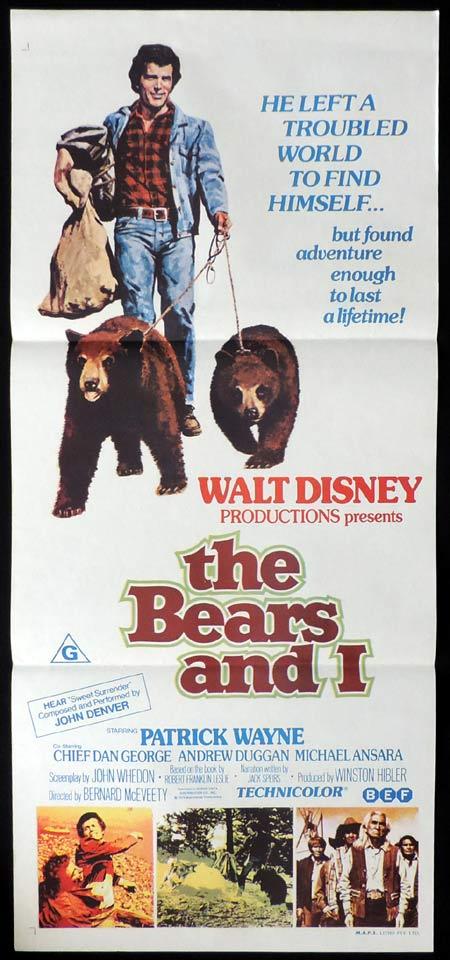 THE BEARS AND I Original Daybill Movie Poster Walt Disney Patrick Wayne
