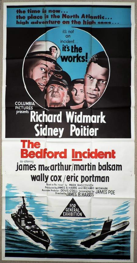 THE BEDFORD INCIDENT Original 3 Sheet Movie Poster Richard Widmark Sidney Poitier