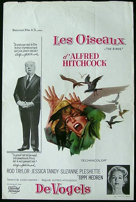 THE BIRDS Movie poster 1963 Hitchcock Rod Taylor Hedren ORIGINAL BELGIAN affiche Movie poster