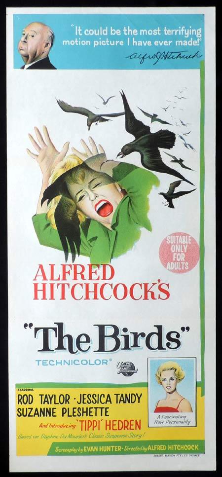 THE BIRDS Original Daybll Movie poster 1963 Alfred Hitchcock Rod Taylor