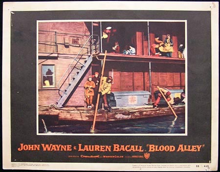 BLOOD ALLEY Original Lobby Card 1 John Wayne Lauren Bacall