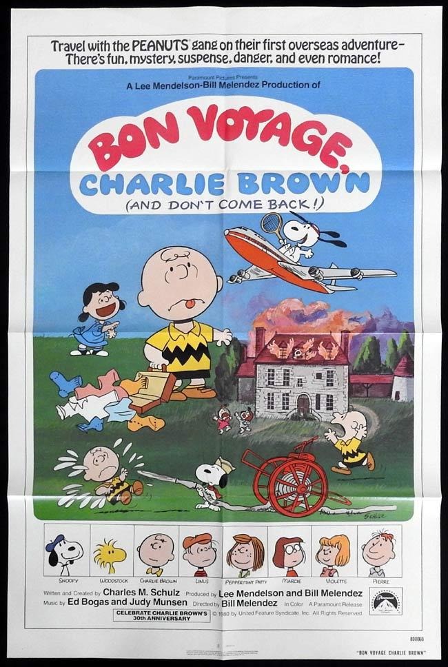 BON VOYAGE CHARLIE BROWN Original One sheet Movie Poster Peanuts Charles Shulz