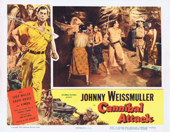 CANNIBAL ATTACK 1954 Lobby Card 3 Jungle Jim Johnny Weissmuller