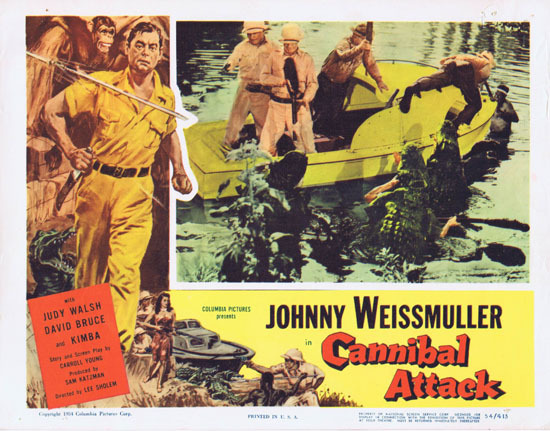 CANNIBAL ATTACK 1954 Lobby Card 7 Jungle Jim Johnny Weissmuller