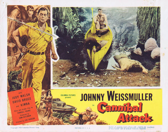 CANNIBAL ATTACK 1954 Lobby Card 8 Jungle Jim Johnny Weissmuller