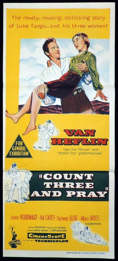 COUNT THREE AND PRAY Original Daybill Movie Poster Van Heflin