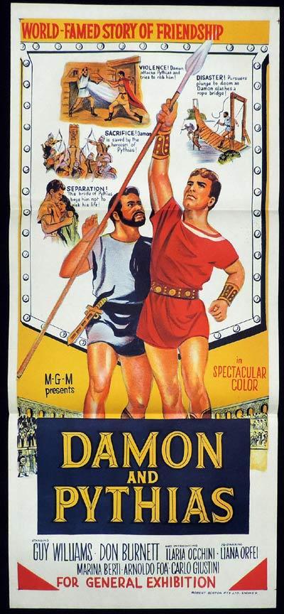 DAMON AND PYTHIAS Daybill Movie poster Guy Williams Don Burnett