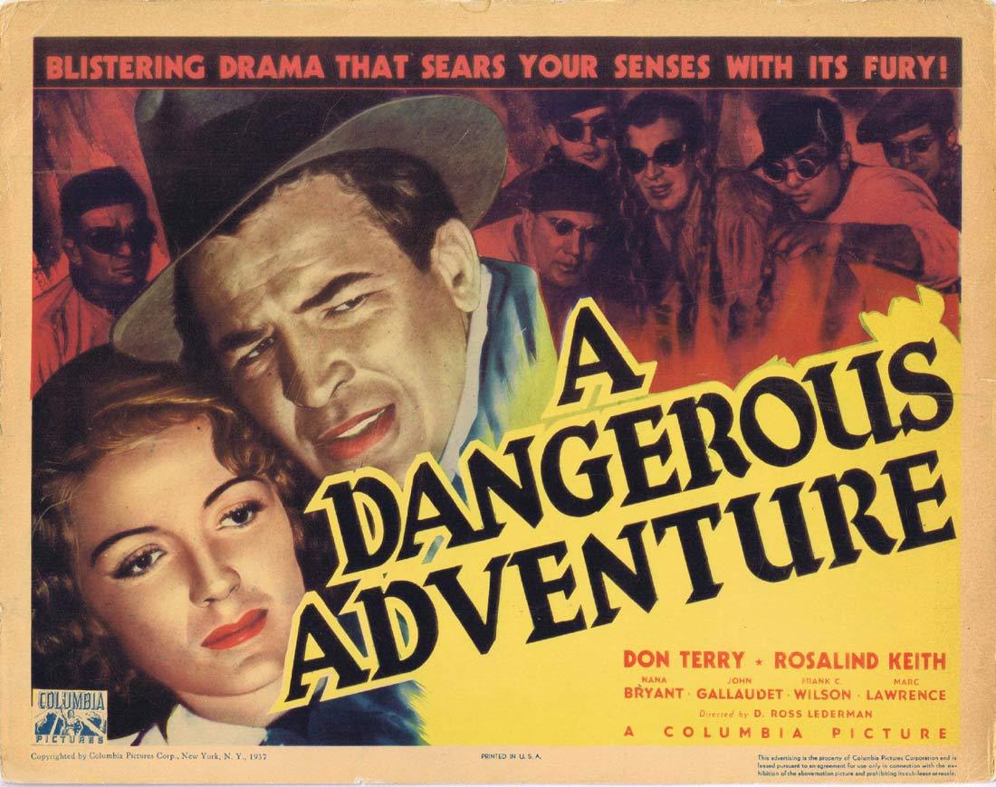 A DANGEROUS ADVENTURE Title Lobby Card Don Terry Rosalind Keith