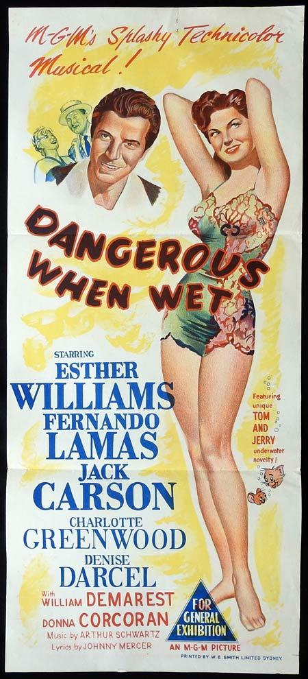 DANGEROUS WHEN WET Original Daybill Movie Poster Esther Williams Fernando Lamas Jack Carson