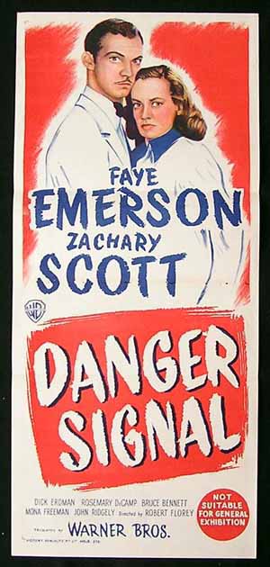 DANGER SIGNAL Daybill Movie poster Film Noir Zachary Scott
