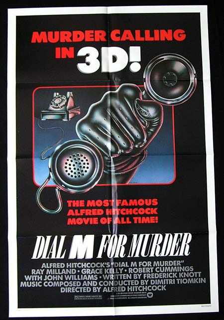 DIAL M FOR MURDER Movie Poster 1982r Alfred Hitchcock US one sheet