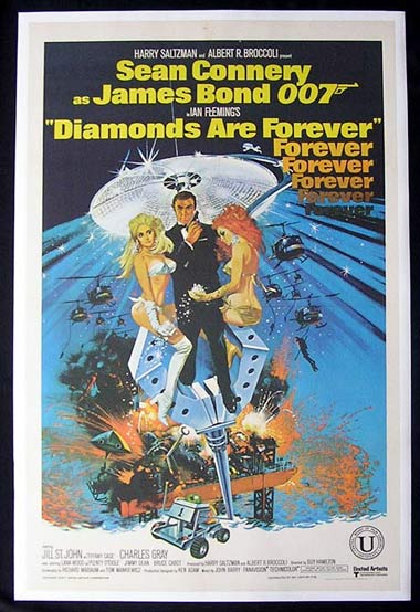 DIAMONDS ARE FOREVER 1971 James Bond LINEN One sheet