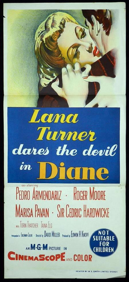 DIANE Original Daybill Movie Poster Lana Turner Pedro Armendáriz Roger Moore