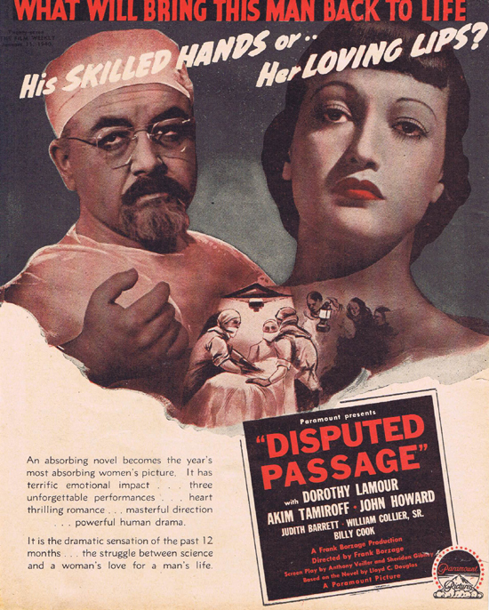 DISPUTED PASSAGE 1940 Dorothy Lamour Movie Trade Ad