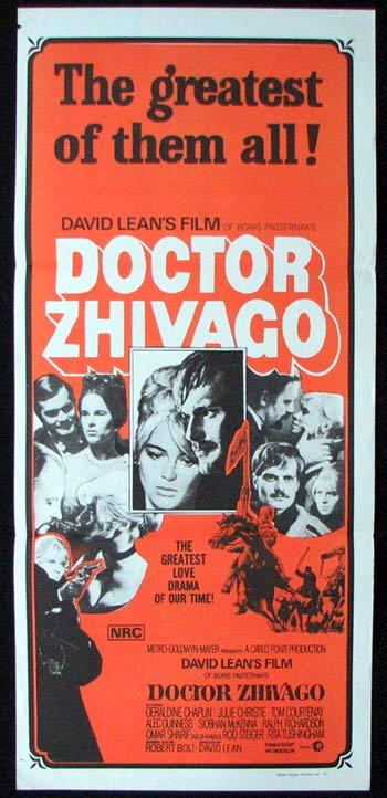 DR ZHIVAGO 1970s Daybill Movie poster Julie Christie Omar Sharif Orange