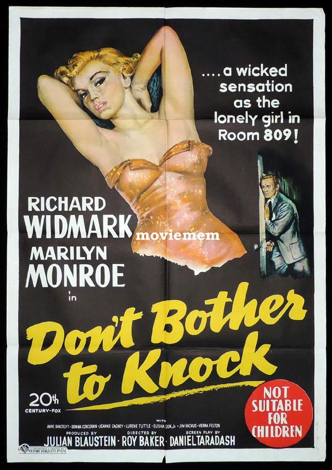 DON’T BOTHER TO KNOCK Original One sheet Movie Poster MARILYN MONROE Richard Widmark