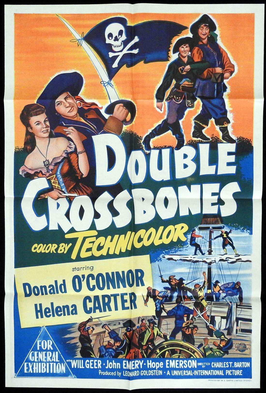 DOUBLE CROSSBONES Original One sheet Movie poster Donald O’Connor Helena Carter