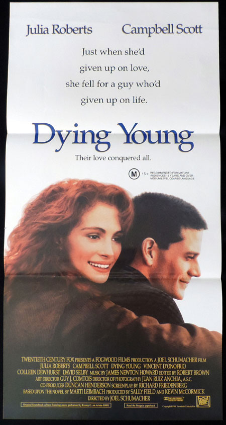 DYING YOUNG Original Daybill Movie poster Julia Roberts Campbell Scott