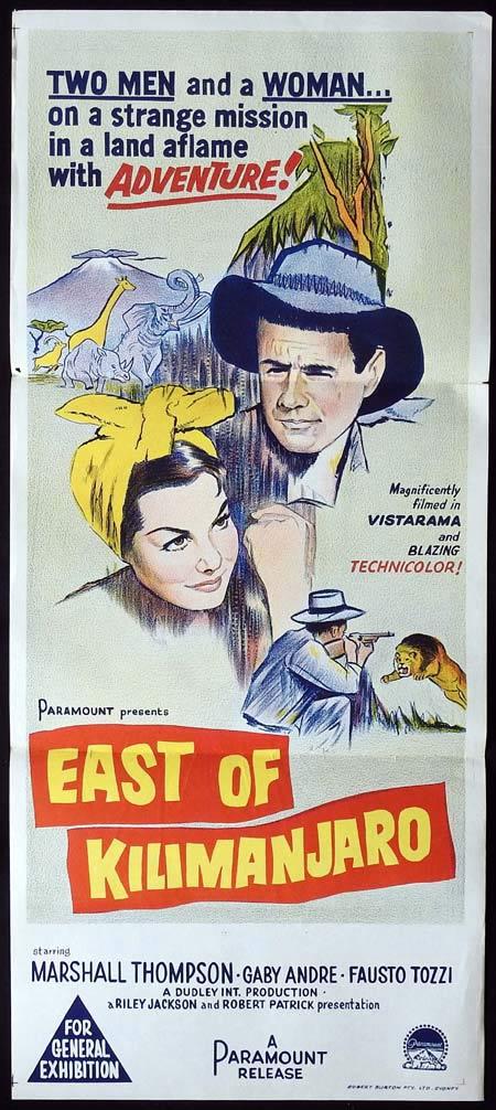 EAST OF KILIMANJARO Original Daybill Movie Poster Marshall Thompson Gaby André Kris Aschan