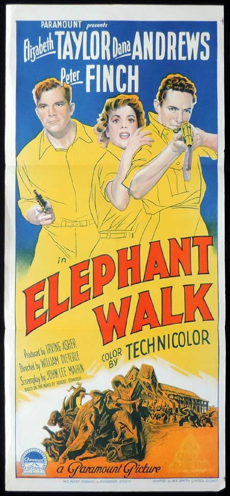 ELEPHANT WALK Original Daybill Movie Poster ELIZABETH TAYLOR Dana Andrews Richardson Studio