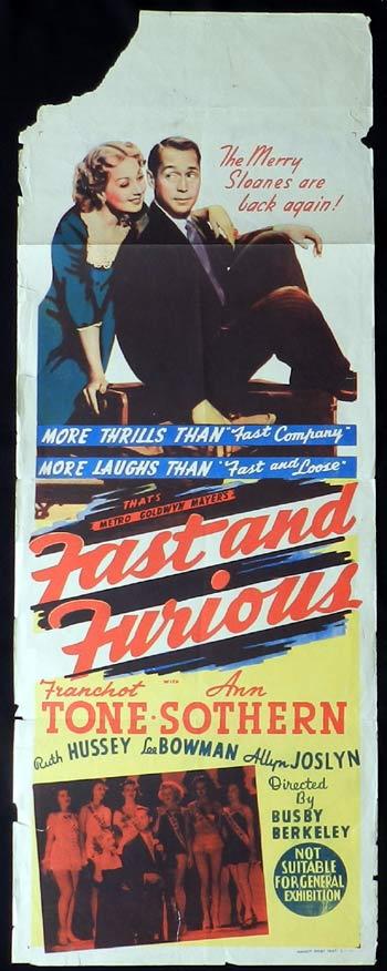 FAST AND FURIOUS 1939 Busby Berkeley LONG DAYBILL Movie poster