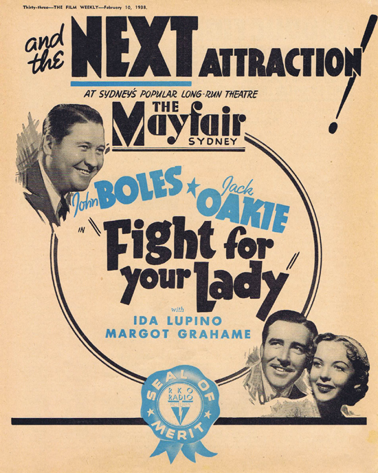 FIGHT FOR YOUR LADY 1938 John Boles Jack Oakie Movie Trade Ad