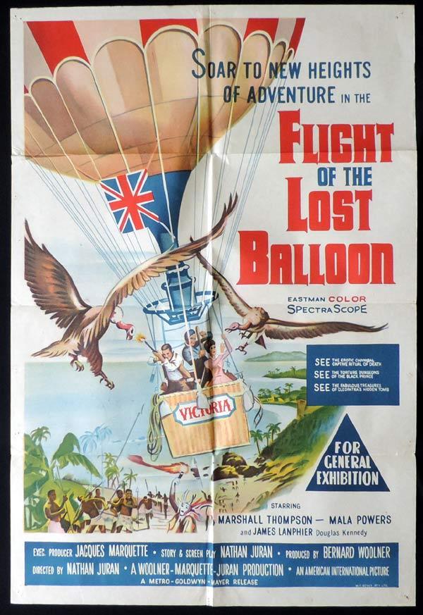 FLIGHT OF THE LOST BALLOON One Sheet Movie Poster Jules Verne Marshall Thompson