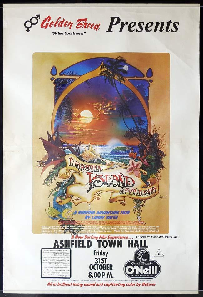 FORGOTTEN ISLAND OF SANTOSHA Movie Poster Surfing Film Larry Yates Ashfield