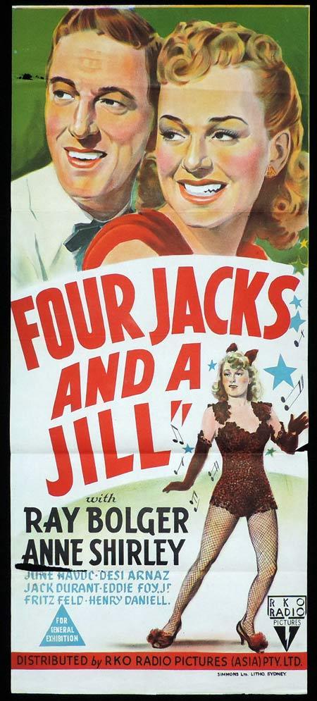Four Jacks And A Jill Original Daybill Movie Poster Ray Bolger Anne Shirley Rko Moviemem Original Movie Posters