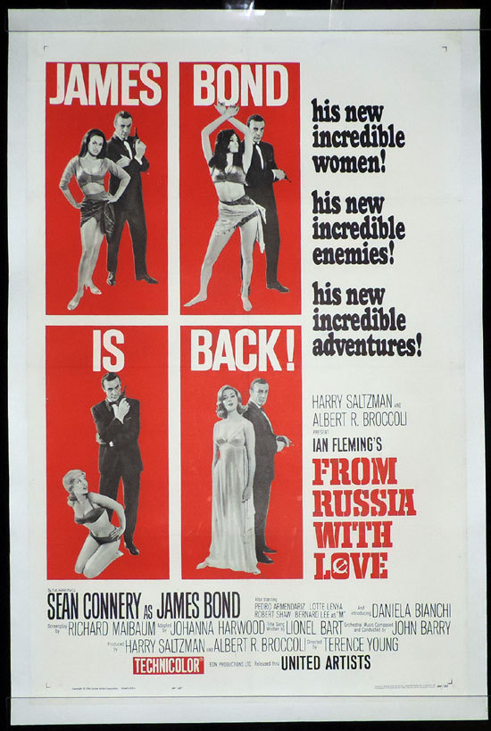 FROM RUSSIA WITH LOVE 1963 James Bond LINEN BACKED US One sheet Movie poster