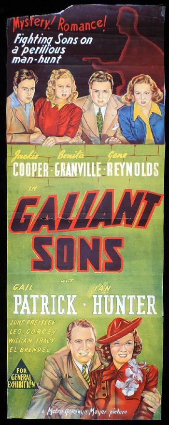 GALLANT SONS Long Daybill Movie poster Jackie Cooper Gail Patrick