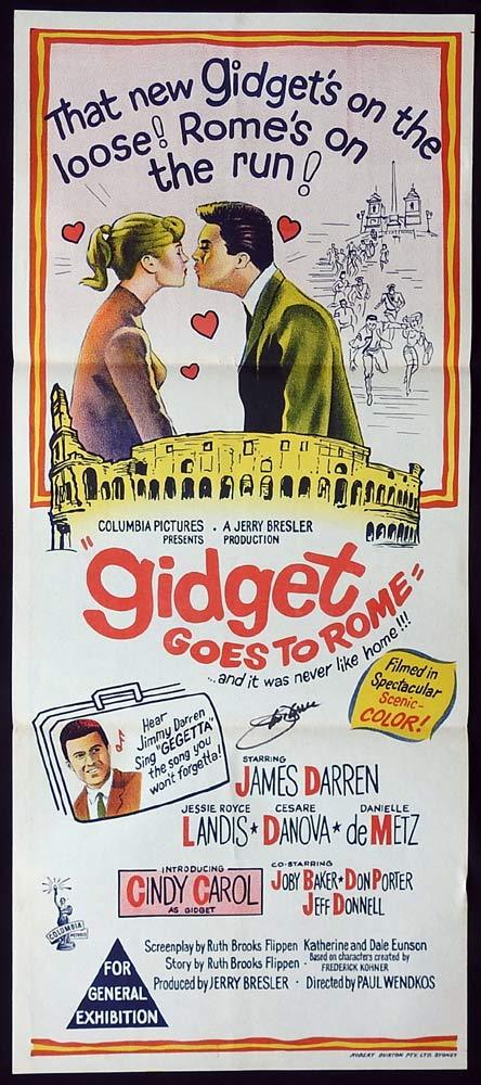 GIDGET GOES TO ROME Original Daybill Movie poster JAMES DARREN Autograph