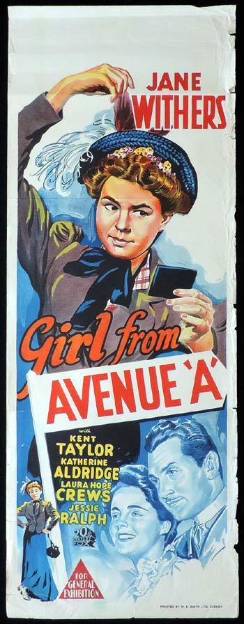 GIRL FROM AVENUE A Long Daybill Movie poster 1940 Jane Withers
