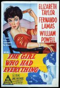 THE GIRL WHO HAD EVERYTHING Original One sheet Movie Poster Elizaebeth Taylor Fernando Lamas William Powell