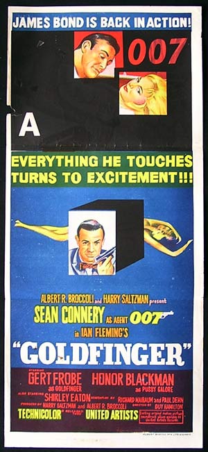 GOLDFINGER 1964 James Bond Connery ORIGINAL NZ Daybill Movie poster
