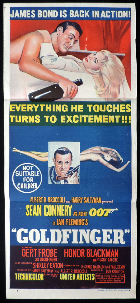 GOLDFINGER 1964 James Bond Connery ORIGINAL daybill Movie poster